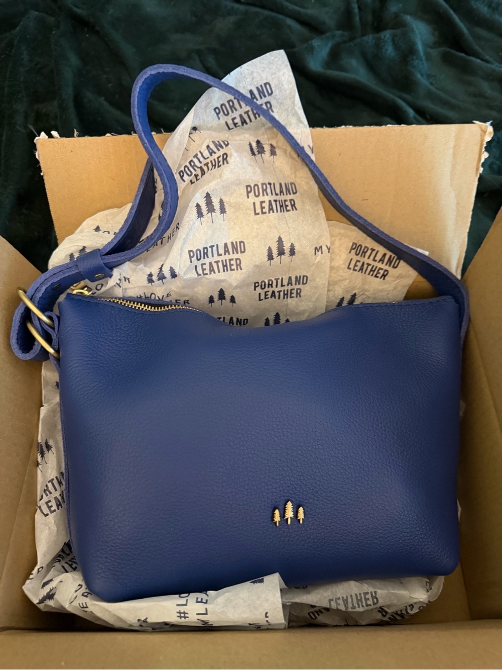 Portland Leather Molino Blue Small Slouchy Shoulder Bag